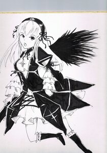 Rating: Safe Score: 0 Tags: 1girl auto_tagged boots breasts cleavage dress frills greyscale hairband high_heel_boots image long_hair long_sleeves looking_at_viewer monochrome open_mouth solo suigintou wings User: admin