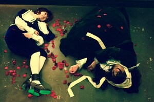 Rating: Safe Score: 0 Tags: 1boy 1girl black_hair closed_eyes dress flower multiple_cosplay petals rose tagme User: admin