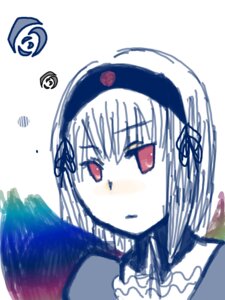 Rating: Safe Score: 0 Tags: 1girl bangs blush eyebrows_visible_through_hair hair_between_eyes image long_hair parted_lips red_eyes simple_background solo striped striped_background suigintou white_background User: admin