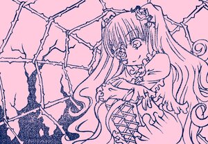 Rating: Safe Score: 0 Tags: 1girl dress frills hair_ornament image kirakishou lineart long_hair long_sleeves looking_at_viewer monochrome oekaki pink_theme smile solo twintails very_long_hair vines User: admin