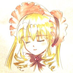 Rating: Safe Score: 0 Tags: 1girl blonde_hair bonnet bow closed_eyes closed_mouth drill_hair hat image long_hair shinku sidelocks simple_background solo traditional_media twin_drills upper_body white_background User: admin