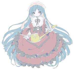 Rating: Safe Score: 0 Tags: 1girl dress drill_hair frills green_eyes image lolita_fashion long_hair long_sleeves neck_ribbon ribbon simple_background solo suiseiseki very_long_hair white_background User: admin