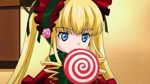 Rating: Safe Score: 0 Tags: 1girl blonde_hair blue_eyes bonnet bow candy food hair_ribbon image lollipop long_hair looking_at_viewer ribbon rose shinku solo twintails User: admin