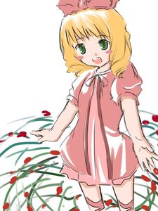 Rating: Safe Score: 0 Tags: 1girl :d blonde_hair blush dress flower fruit green_eyes hina_ichigo hinaichigo image leaf looking_at_viewer object_namesake open_mouth pink_bow pink_dress plant puffy_short_sleeves red_dress red_flower short_dress short_sleeves simple_background smile solo standing strawberry white_background User: admin