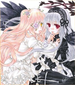 Rating: Safe Score: 0 Tags: 2girls black_wings dress eyepatch flower frills gothic_lolita hairband image kirakishou lolita_fashion long_hair long_sleeves looking_at_viewer marker_(medium) multiple_girls pair pink_hair red_eyes rose silver_hair suigintou traditional_media very_long_hair watercolor_(medium) wings User: admin