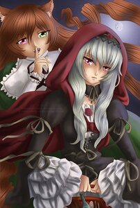 Rating: Safe Score: 0 Tags: 2girls animal_ears brown_hair dress flower green_eyes heterochromia image long_hair long_sleeves multiple_girls pair pink_eyes purple_eyes rose suigintou suiseiseki User: admin