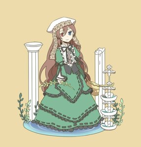 Rating: Safe Score: 0 Tags: 1girl brown_hair dress frills full_body green_dress head_scarf heterochromia image long_hair long_sleeves looking_at_viewer red_eyes smile solo standing suiseiseki very_long_hair watering_can User: admin