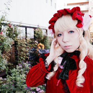 Rating: Safe Score: 0 Tags: 1girl bangs blonde_hair blue_eyes blurry bonnet closed_mouth flower lips lolita_fashion long_hair long_sleeves looking_at_viewer shinku solo upper_body User: admin