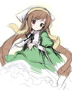 Rating: Safe Score: 0 Tags: 1girl auto_tagged black_ribbon blush brown_hair dress frills green_dress green_eyes head_scarf heterochromia image long_hair long_sleeves looking_at_viewer r-type_nirvana red_eyes ribbon rozen_maiden sketch smile solo suiseiseki very_long_hair white_background wide_sleeves User: admin