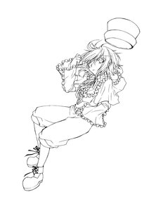 Rating: Safe Score: 0 Tags: 1girl boots capelet cross-laced_footwear frills full_body greyscale hair_over_one_eye hat hat_removed headwear_removed hood image long_sleeves monochrome solo souseiseki User: admin