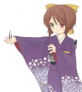 Rating: Safe Score: 0 Tags: 1girl blush brown_hair floral_print green_eyes heterochromia image japanese_clothes kimono long_sleeves looking_at_viewer red_eyes short_hair simple_background solo souseiseki sweatdrop white_background wide_sleeves User: admin