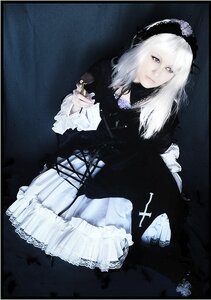 Rating: Safe Score: 0 Tags: 1girl black_dress closed_mouth dress frills gothic_lolita lips lolita_fashion long_hair long_sleeves looking_at_viewer signature solo suigintou white_hair User: admin