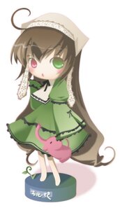 Rating: Safe Score: 0 Tags: 1girl ahoge brown_hair dress frills full_body green_dress green_eyes heterochromia image long_hair long_sleeves looking_at_viewer red_eyes simple_background solo standing suiseiseki very_long_hair watering_can white_background User: admin