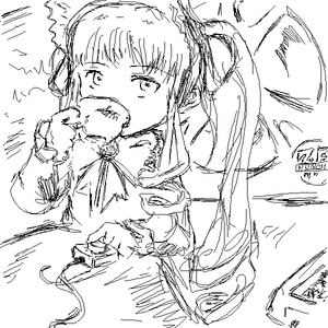 Rating: Safe Score: 0 Tags: 1girl bangs greyscale image long_sleeves monochrome shinku sketch solo upper_body User: admin