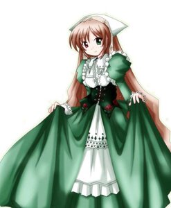 Rating: Safe Score: 0 Tags: 1girl brown_hair corset dress frills green_dress green_eyes head_scarf heterochromia image long_hair long_sleeves looking_at_viewer red_eyes simple_background solo standing suiseiseki very_long_hair white_background User: admin