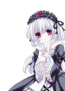 Rating: Safe Score: 0 Tags: 1girl black_ribbon blush dress flower frilled_sleeves frills gothic_lolita hairband image lolita_fashion lolita_hairband long_hair long_sleeves looking_at_viewer ribbon rose silver_hair solo striped suigintou white_background User: admin