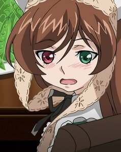 Rating: Safe Score: 0 Tags: 1girl blush braid brown_hair green_eyes image long_hair looking_at_viewer open_mouth red_eyes solo suiseiseki User: admin