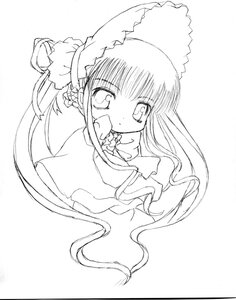Rating: Safe Score: 0 Tags: 1girl auto_tagged blush bonnet chibi dress full_body greyscale hat image long_hair long_sleeves looking_at_viewer monochrome shinku simple_background solo very_long_hair white_background User: admin