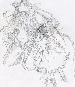 Rating: Safe Score: 0 Tags: 1girl bow frills full_body greyscale hair_bow hakurei_reimu hinaichigo image long_hair long_sleeves looking_at_viewer monochrome pair shinku sketch solo torn_clothes traditional_media User: admin