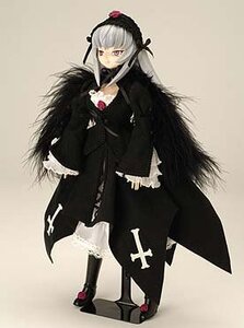 Rating: Safe Score: 0 Tags: 1girl black_wings doll dress flower frills full_body hairband long_hair long_sleeves looking_at_viewer rose silver_hair solo standing suigintou wings User: admin