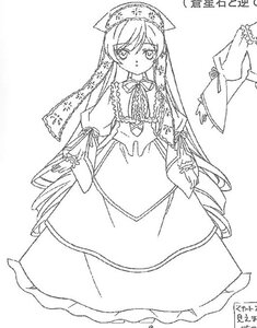 Rating: Safe Score: 0 Tags: 1girl dress frills full_body greyscale hat image long_hair long_sleeves looking_at_viewer monochrome neck_ribbon ribbon solo standing suiseiseki very_long_hair white_background User: admin