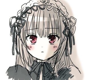 Rating: Safe Score: 0 Tags: 1girl bangs black_ribbon blush closed_mouth eyebrows_visible_through_hair flower frilled_hairband hair_ribbon image long_hair looking_at_viewer parted_lips portrait red_eyes ribbon simple_background solo suigintou white_background User: admin