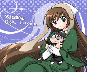 Rating: Safe Score: 0 Tags: 1girl blush brown_hair character_doll doll dress green_dress green_eyes head_scarf heterochromia image long_hair long_sleeves looking_at_viewer polka_dot polka_dot_background red_eyes solo suiseiseki very_long_hair User: admin