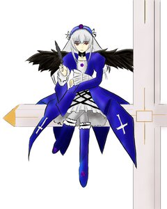 Rating: Safe Score: 0 Tags: 1girl black_wings boots dress frills full_body hairband image long_hair long_sleeves looking_at_viewer red_eyes ribbon rose silver_hair solo suigintou thighhighs wings User: admin