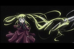 Rating: Safe Score: 0 Tags: 1girl blonde_hair blue_eyes bow capelet dress image letterboxed long_hair long_sleeves looking_at_viewer open_mouth red_dress ribbon shinku solo twintails very_long_hair User: admin