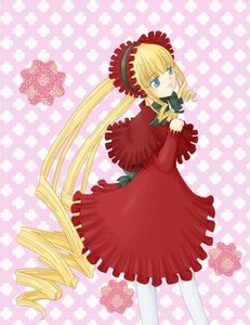 Rating: Safe Score: 0 Tags: 1girl blonde_hair blue_eyes bonnet bow dress drill_hair frills image long_hair long_sleeves looking_at_viewer looking_back pantyhose shinku solo standing star_(symbol) starfish starry_background twintails User: admin