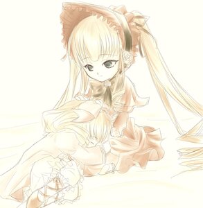 Rating: Safe Score: 0 Tags: 1girl blonde_hair bloomers bonnet bow dress flower frills image long_hair long_sleeves looking_at_viewer rose shinku sitting solo twintails underwear very_long_hair User: admin