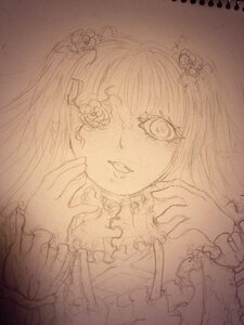 Rating: Safe Score: 0 Tags: 1girl auto_tagged flower frills hair_flower hair_ornament image kirakishou long_hair looking_at_viewer monochrome rose solo traditional_media User: admin