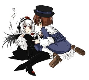 Rating: Safe Score: 0 Tags: 2girls blush brown_hair dress frills full_body green_eyes hairband hat image long_hair long_sleeves multiple_girls pair pantyhose red_eyes short_hair souseiseki suigintou top_hat wings User: admin