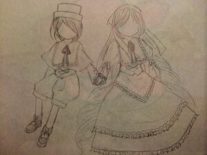 Rating: Safe Score: 0 Tags: capelet dress frills hat holding_hands image long_hair long_sleeves monochrome multiple_girls pair short_hair souseiseki suiseiseki twins very_long_hair wide_sleeves User: admin