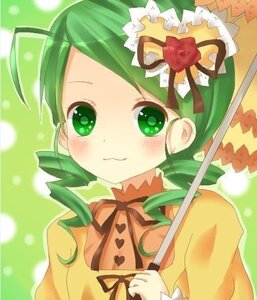 Rating: Safe Score: 0 Tags: 1girl blush dress flower green_eyes green_hair heart image kanaria long_sleeves looking_at_viewer ribbon rose smile solo upper_body yellow_dress User: admin