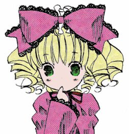 Rating: Safe Score: 0 Tags: 1girl bangs blonde_hair bow dress drill_hair finger_to_mouth green_eyes hat hina_ichigo hinaichigo image long_sleeves looking_at_viewer pink_bow polka_dot simple_background solo upper_body white_background User: admin