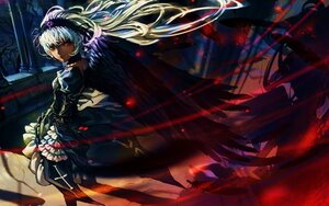 Rating: Safe Score: 0 Tags: 1girl cape dark_skin dress flower frills gothic_lolita hairband holding image lolita_fashion lolita_hairband long_hair red_eyes rose solo standing suigintou sword very_long_hair weapon white_hair User: admin
