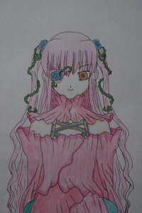 Rating: Safe Score: 0 Tags: 1girl blue_flower blue_rose dress flower hair_ornament image kirakishou long_hair looking_at_viewer pink_hair rose simple_background solo traditional_media upper_body User: admin