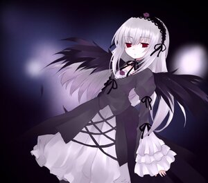 Rating: Safe Score: 0 Tags: 1girl bangs black_ribbon black_wings bow cowboy_shot cross-laced_clothes detached_collar dress expressionless flower frilled_sleeves frills hairband image juliet_sleeves long_hair long_sleeves looking_at_viewer neck_ribbon puffy_sleeves purple_eyes red_eyes ribbon rose rozen_maiden sakaki_chihiro silver_hair solo standing suigintou very_long_hair white_hair wings User: admin