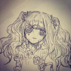 Rating: Safe Score: 0 Tags: 1girl eyepatch flower image kirakishou long_hair looking_at_viewer monochrome photo rose solo traditional_media User: admin