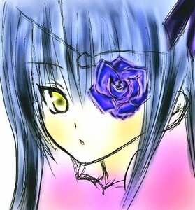 Rating: Safe Score: 0 Tags: 1girl bangs barasuishou blue_flower blue_hair blue_rose blush close-up eyebrows_visible_through_hair flower image long_hair looking_at_viewer parted_lips portrait purple_rose rose simple_background solo yellow_eyes User: admin
