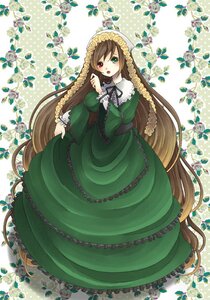 Rating: Safe Score: 0 Tags: 1girl brown_hair dress frills full_body green_dress green_eyes heterochromia image long_hair long_sleeves looking_at_viewer open_mouth red_eyes solo suiseiseki twintails very_long_hair User: admin