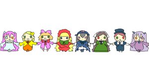 Rating: Safe Score: 0 Tags: 6+girls blonde_hair bow chibi dress green_eyes hat heterochromia hina_ichigo image kanaria multiple multiple_girls purple_hair shinku souseiseki suigintou suiseiseki tagme User: admin