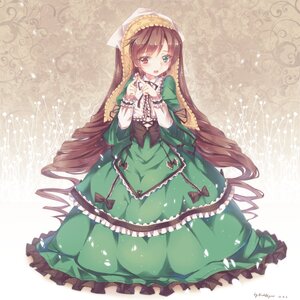 Rating: Safe Score: 0 Tags: 1girl absurdres blush bow brown_hair commentary_request dress drill_hair frills gothic_lolita green_dress green_eyes heterochromia highres image lolita_fashion long_hair long_sleeves looking_at_viewer north_abyssor open_mouth red_eyes ribbon rozen_maiden solo suiseiseki twin_drills very_long_hair User: admin