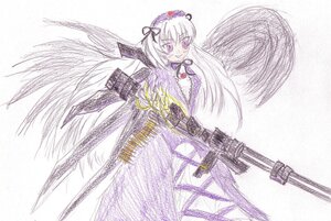 Rating: Safe Score: 0 Tags: 1girl black_wings dress flower frills gun hairband image long_hair long_sleeves looking_at_viewer pink_eyes rose solo suigintou very_long_hair weapon white_background wings User: admin