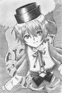 Rating: Safe Score: 0 Tags: 1girl eyebrows_visible_through_hair frills greyscale hat image looking_at_viewer monochrome ribbon short_hair solo souseiseki traditional_media User: admin