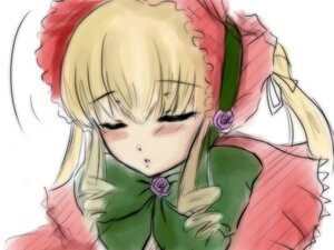 Rating: Safe Score: 0 Tags: 1girl blonde_hair blush bonnet bow bowtie closed_eyes dress drill_hair flower image long_hair long_sleeves pink_flower pink_rose rose shinku simple_background solo white_background User: admin