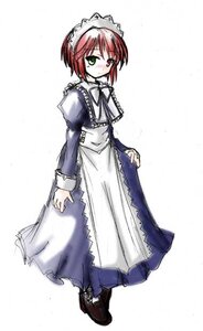 Rating: Safe Score: 0 Tags: 1girl apron blush dress full_body green_eyes image juliet_sleeves long_sleeves looking_at_viewer maid puffy_sleeves simple_background solo souseiseki standing white_background User: admin
