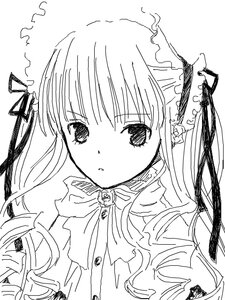 Rating: Safe Score: 0 Tags: 1girl bangs blush bowtie dress flower greyscale image long_hair long_sleeves looking_at_viewer monochrome parted_lips ribbon rose shinku simple_background solo upper_body white_background User: admin