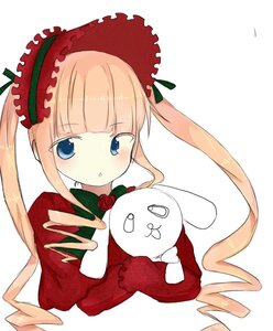 Rating: Safe Score: 0 Tags: 1girl blonde_hair blue_eyes blush bow dress drill_hair flower green_bow image long_hair long_sleeves looking_at_viewer rose shinku simple_background solo stuffed_animal twin_drills twintails upper_body white_background User: admin